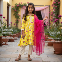 The Marigold Meadow Girls' Anarkali Set features