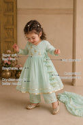 Mint Green Flamingo Girls' Angrakha Set features