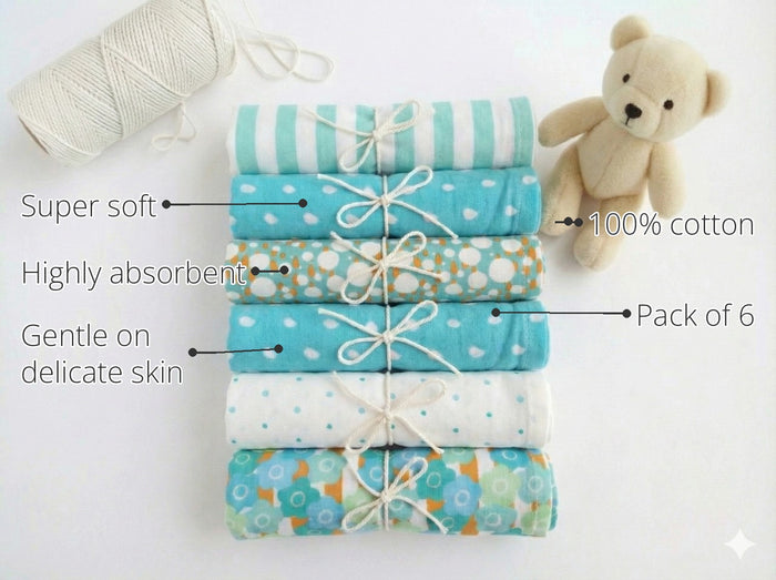 Baby Cotton Napkins (Set of 6) features