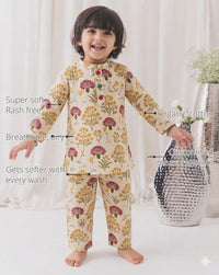 Multi-Colored Floral Girls' Cotton Co-ord Set features