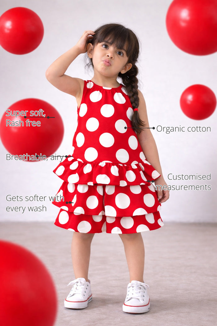 The Cherry Pie Tiered Girls' Skirt Set features