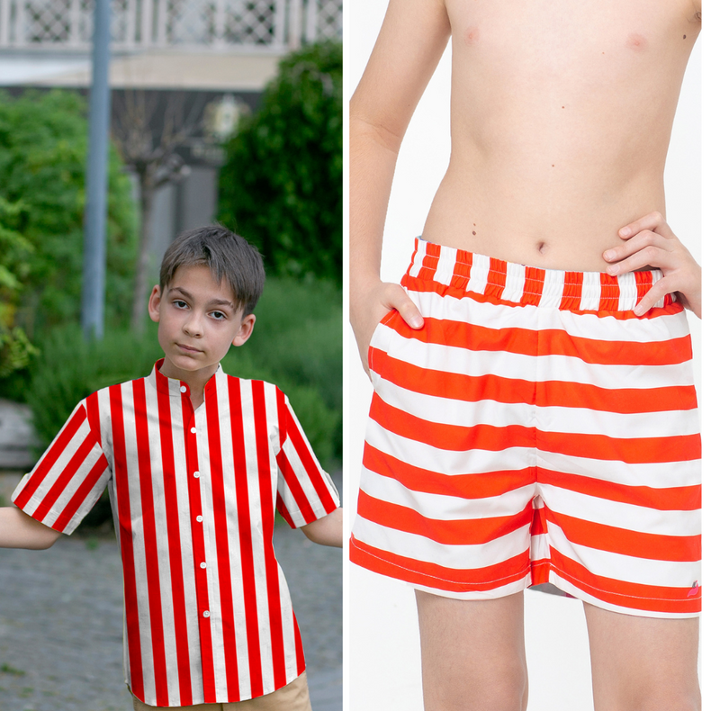 Tropic Classique Co-ord Set (Red Stripes)