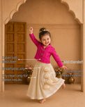 Magenta Moon-Star Girls' Jacket-Lehenga Set features