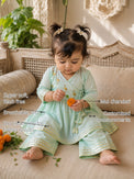 Mint Green Flamingo Baby Angrakha Set features