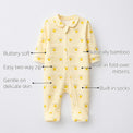 Happy Sunshine Bamboo Baby Sleepsuit – Zip Romper Onesie features