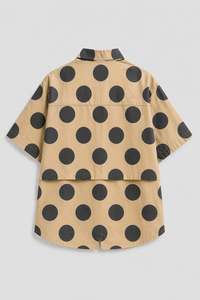 Mocha Dot Oversized Shirt Set