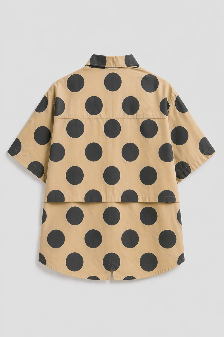 Mocha Dot Oversized Shirt Set