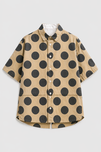Mocha Dot Oversized Shirt Set