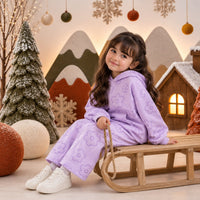 Lavender Flowers Hooded Barrel Pant Set on girl by Anaario – winter kidswear