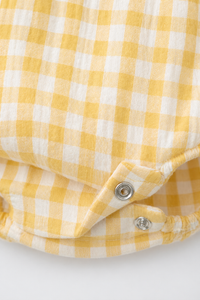 Yellow Gingham Shoulder Frill Romper