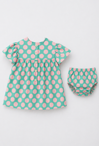 Mint Pink Dot Frill Dress Set