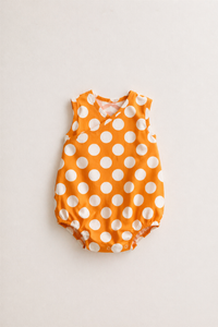 Orange White Polka Dot Sleeveless Romper