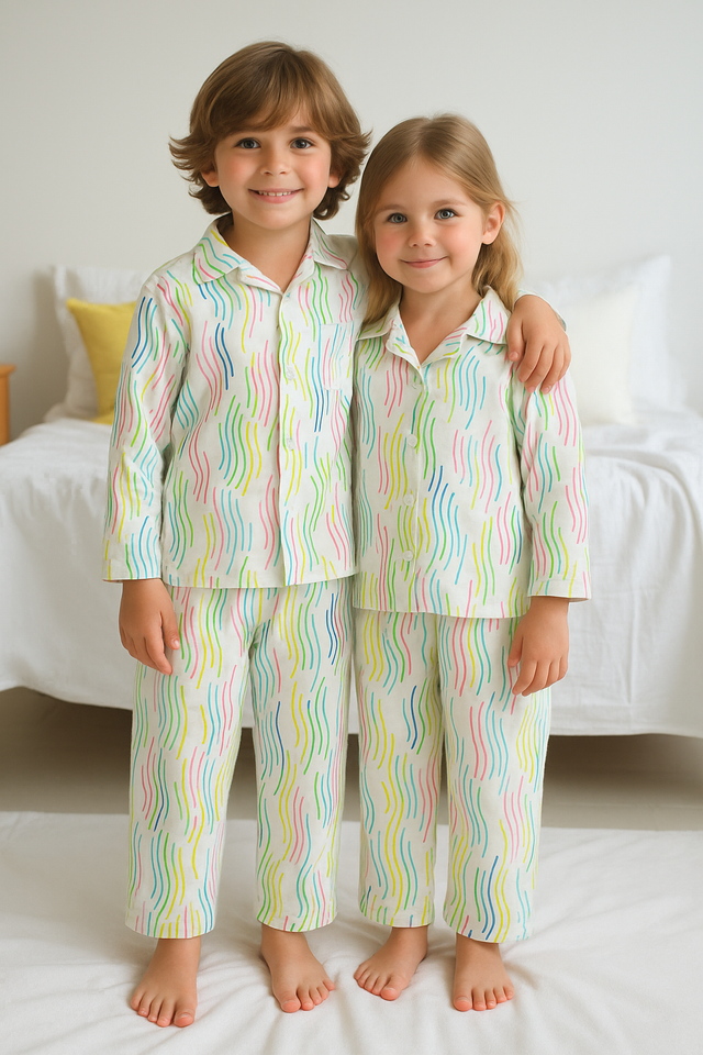 Rainbow Waves Pajama Set - Night Wear