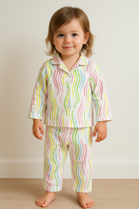Rainbow Waves Pajama Set - Night Wear