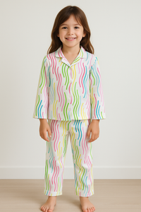 Rainbow Waves Pajama Set - Night Wear