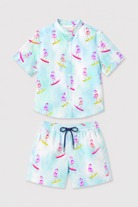 Surfing Flamingo Shirt Set