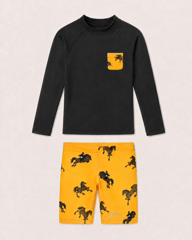 Black and Mustard Horse Swim Set