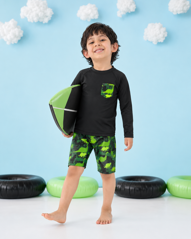 Black and Dino Camo Swim Set