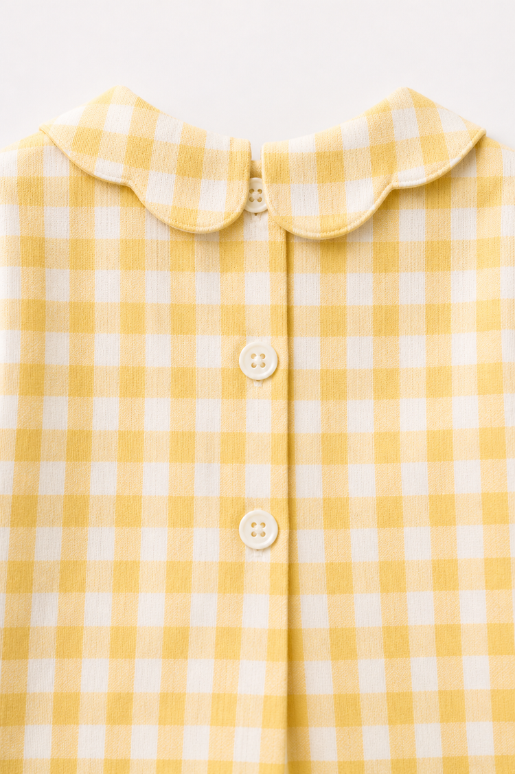 Yellow Check Bow Dress Set