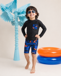 Black and Blue Camo Swim Set