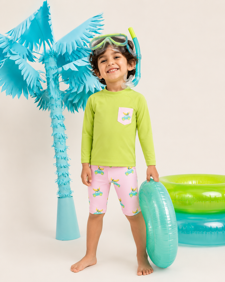 Lime and Pink Banana Car Swim Set