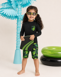 Black and Dino Camo Swim Set