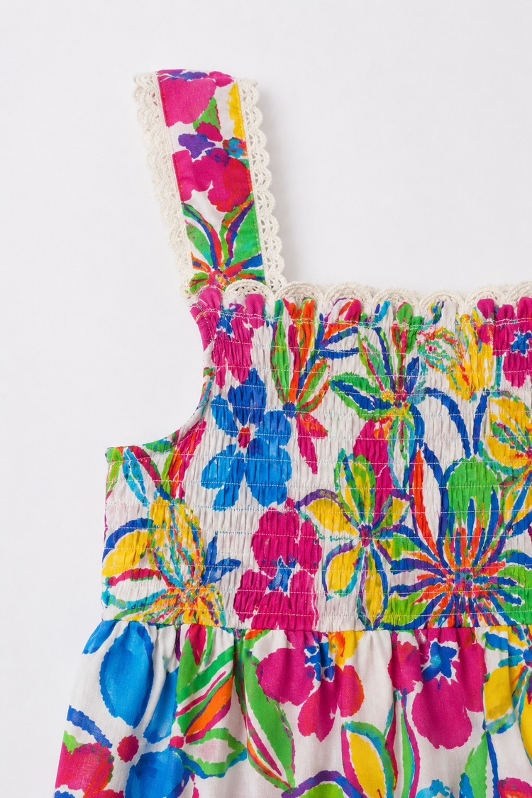 Rainbow Garden Smocked Dress