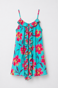 Turquoise Ruffle Floral Dress