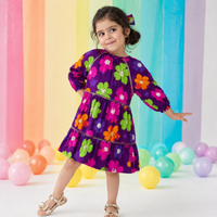 Purple Bloom Tiered Dress