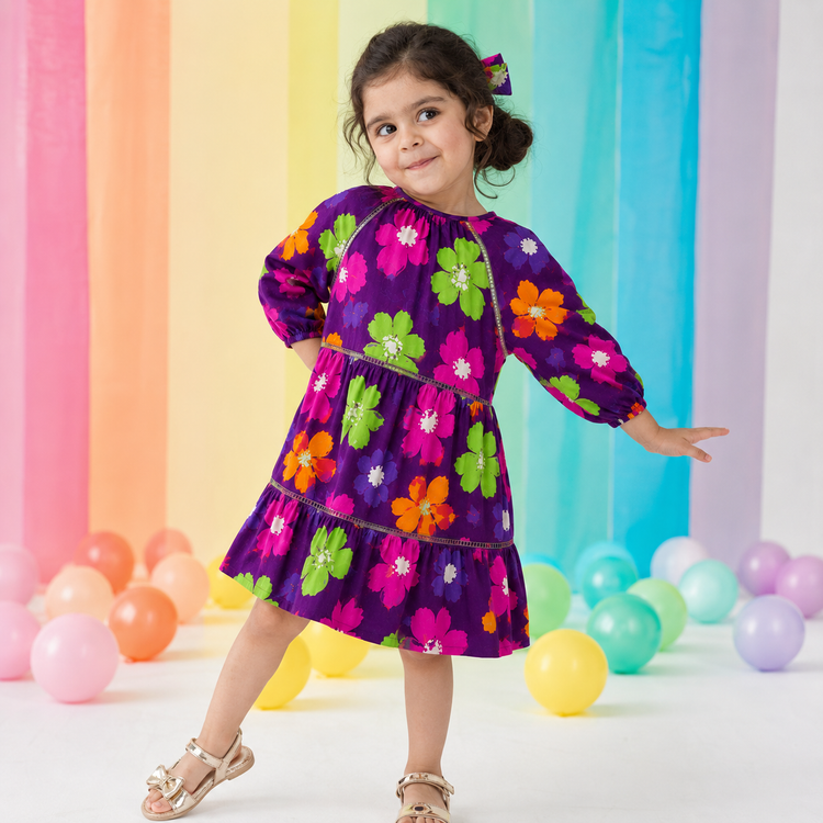 Purple Bloom Tiered Dress
