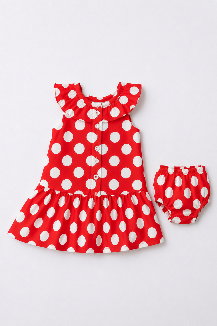 Red Dot Frill Dress Set