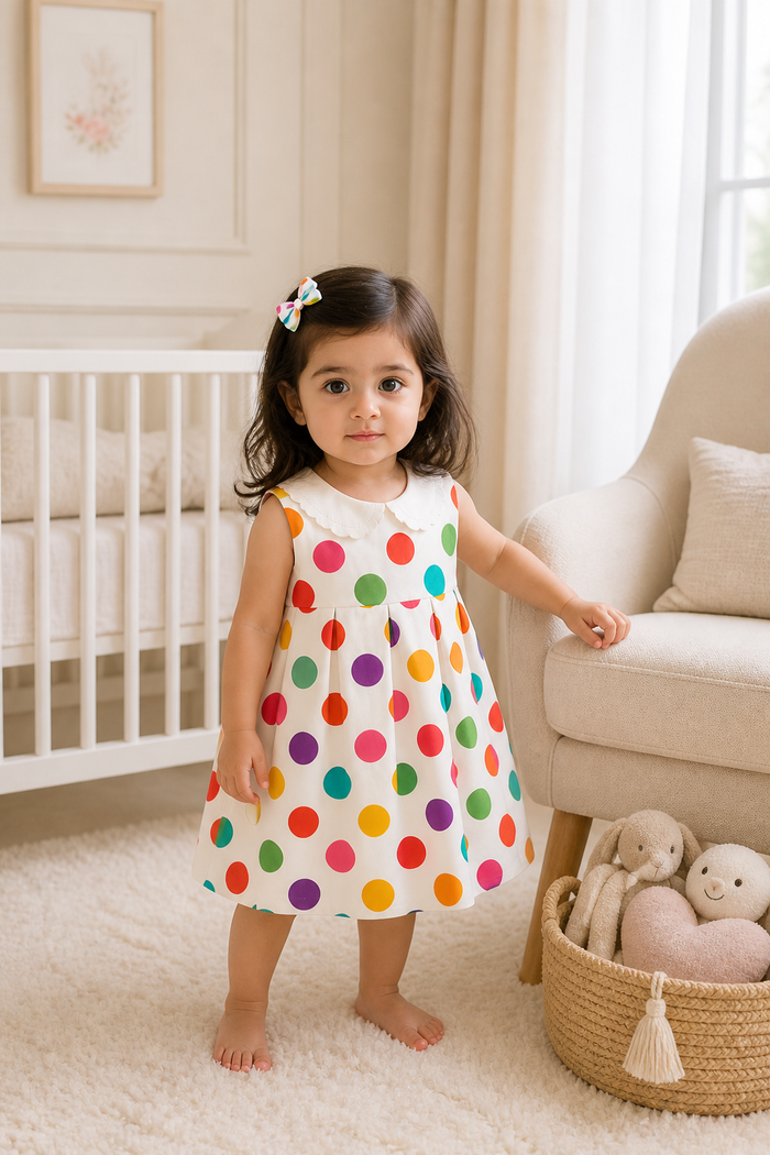 Rainbow Dot Pinafore Romper