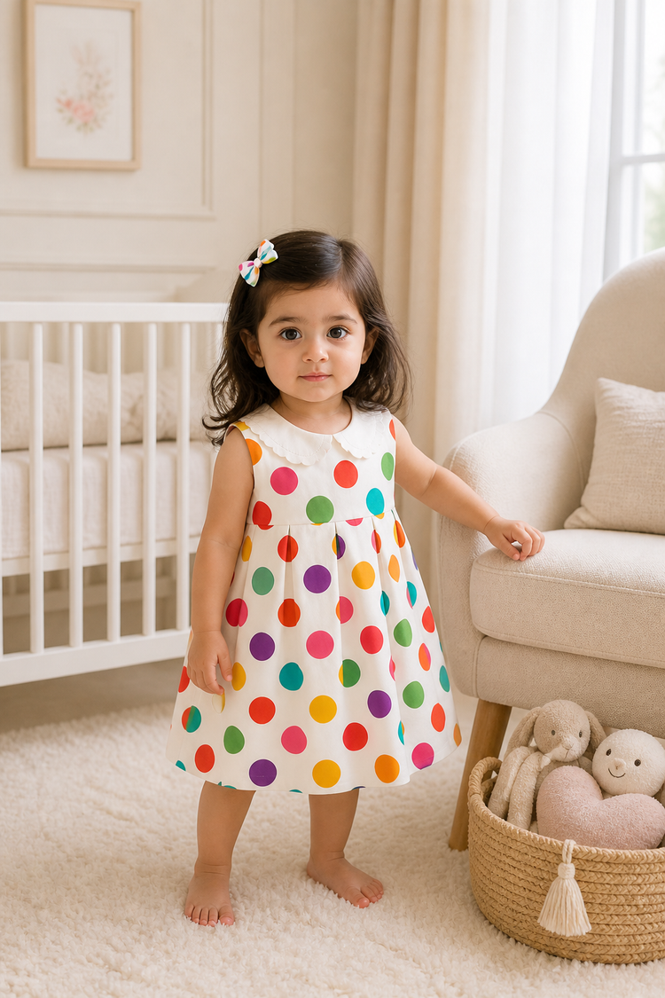 Rainbow Dot Pinafore Romper