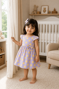 Lavender Dot Bow Dress Set