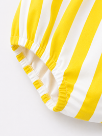 Yellow Stripe Frill Dress Set