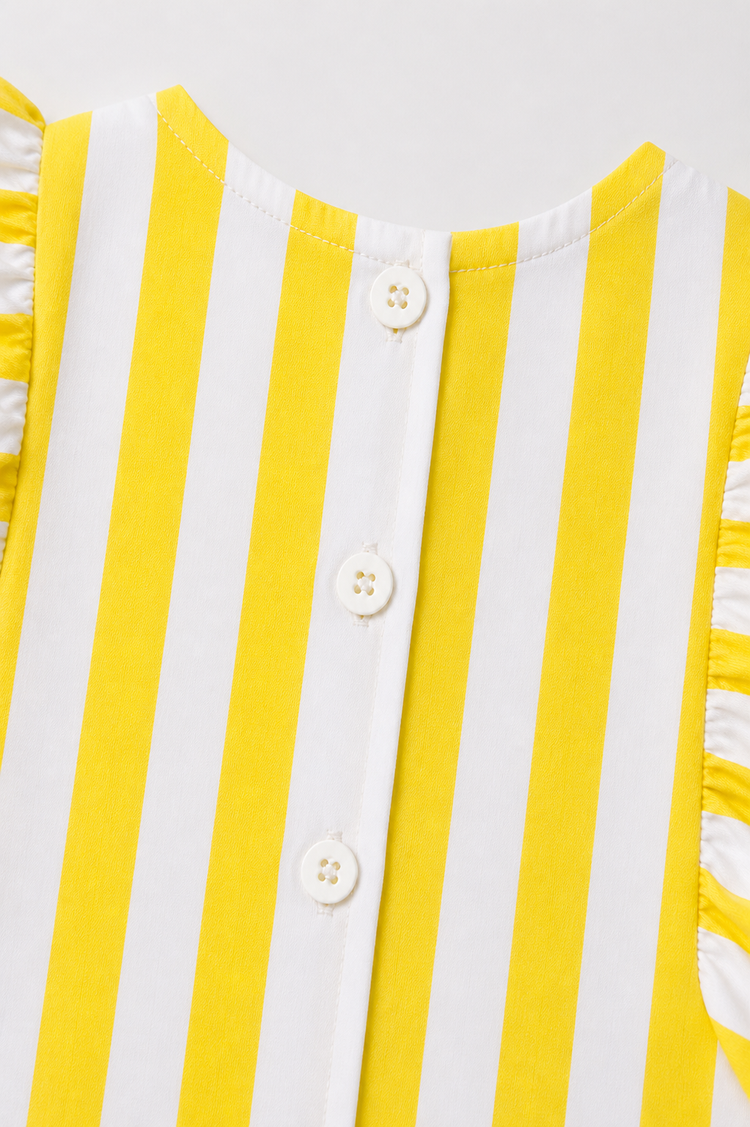 Yellow Stripe Frill Dress Set