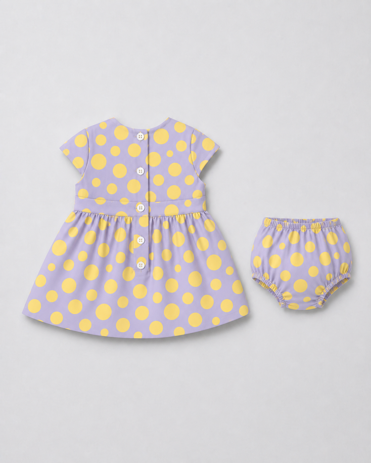 Lavender Dot Bow Dress Set
