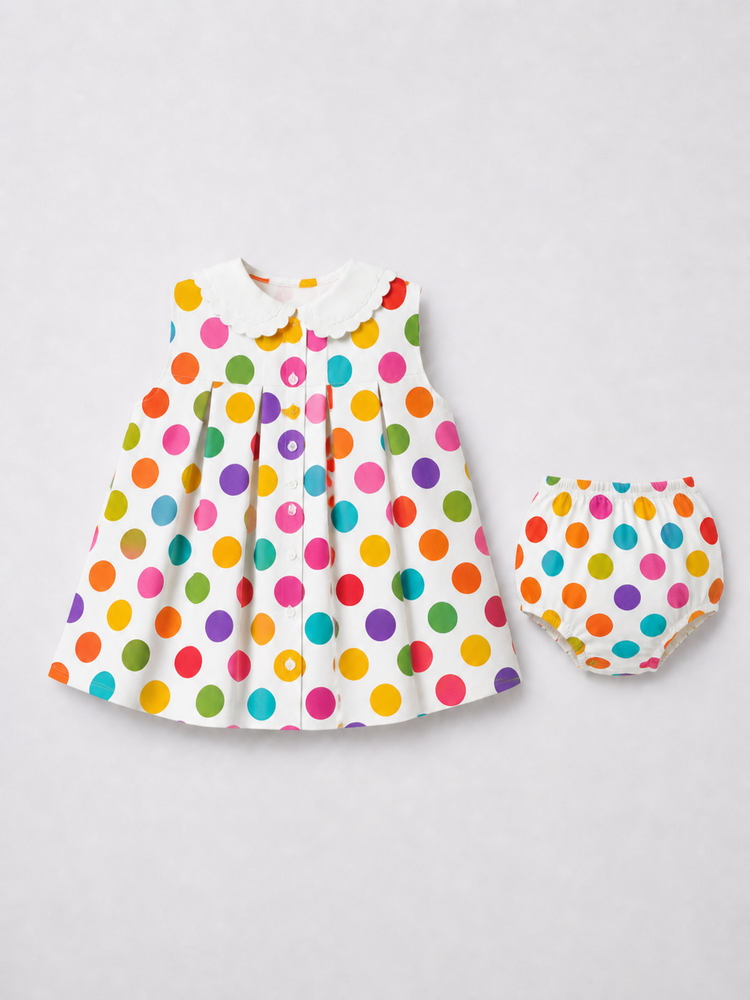 Rainbow Dot Pinafore Romper