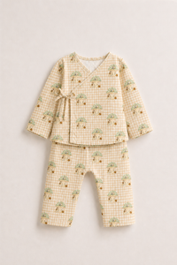 Mushroom Gingham Wrap Baby Co-ord Set