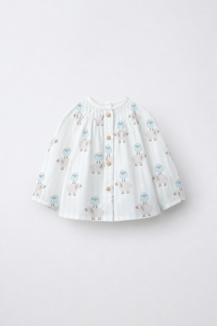 Blue Sheep Smocked Baby Co-ord Set