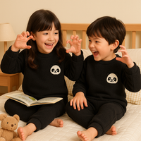 Black Panda Fleece Set