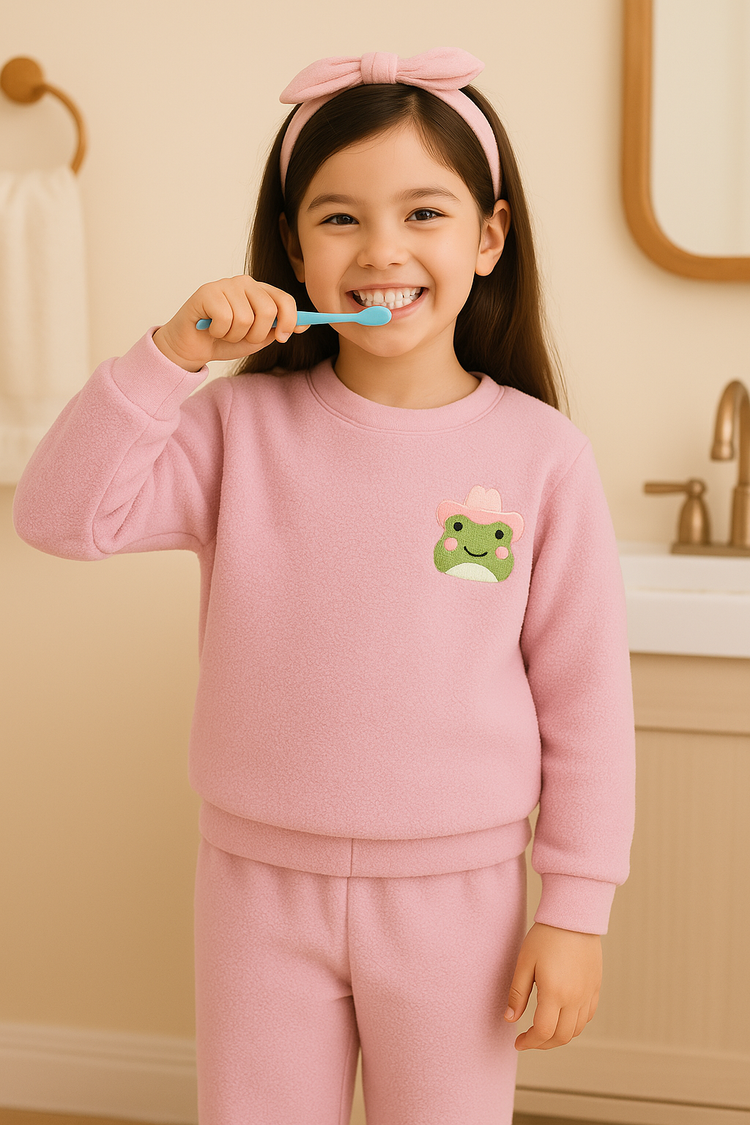 Pink Frog Fleece Set