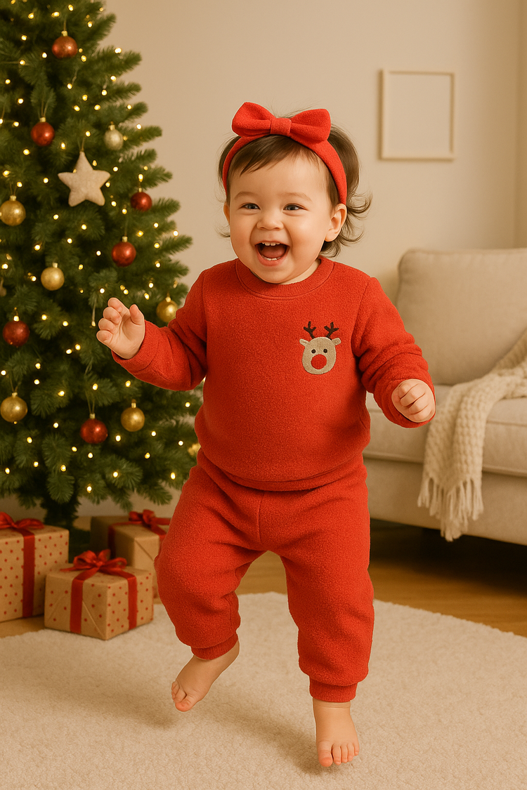 Red Reindeer Fleece Set