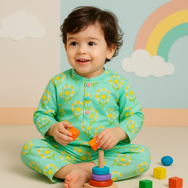 Green Yellow Cotton Co-ord Set