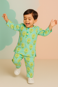 Green Yellow Cotton Co-ord Set