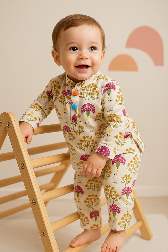 Multi-Colored Floral Cotton Co-ord Set