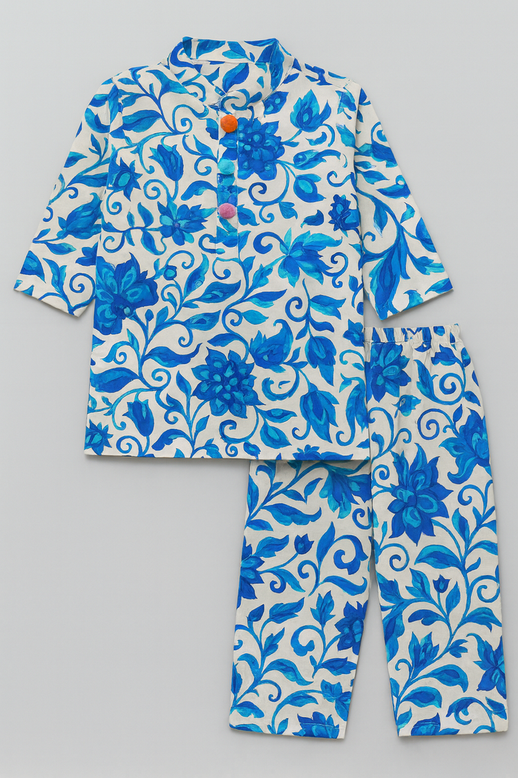 Blue Floral Cotton Co-ord Set
