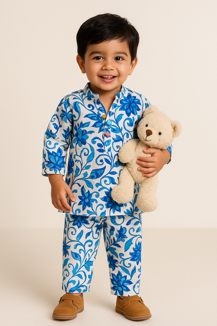 Blue Floral Cotton Co-ord Set