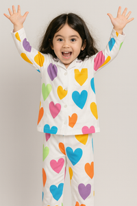 Multi-Coloured Heart Pajama Set - Night Wear