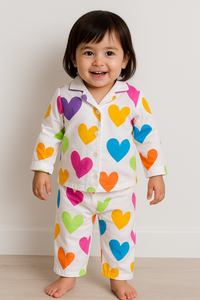 Multi-Coloured Heart Pajama Set - Night Wear
